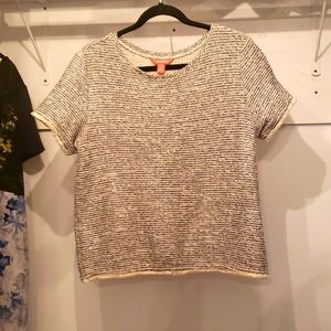 Joe fresh Navy and cream twill top